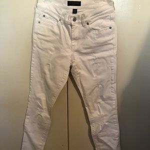Banana Republic Ripped White Skinny Jeans